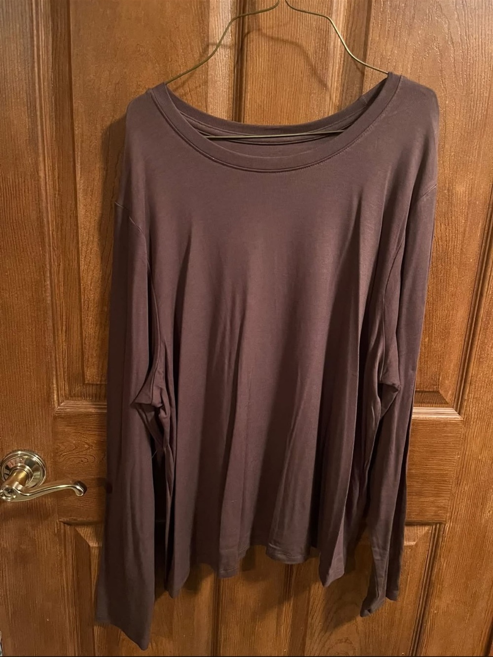 a new day Long Sleeve Crewneck Top in Espresso Brown
